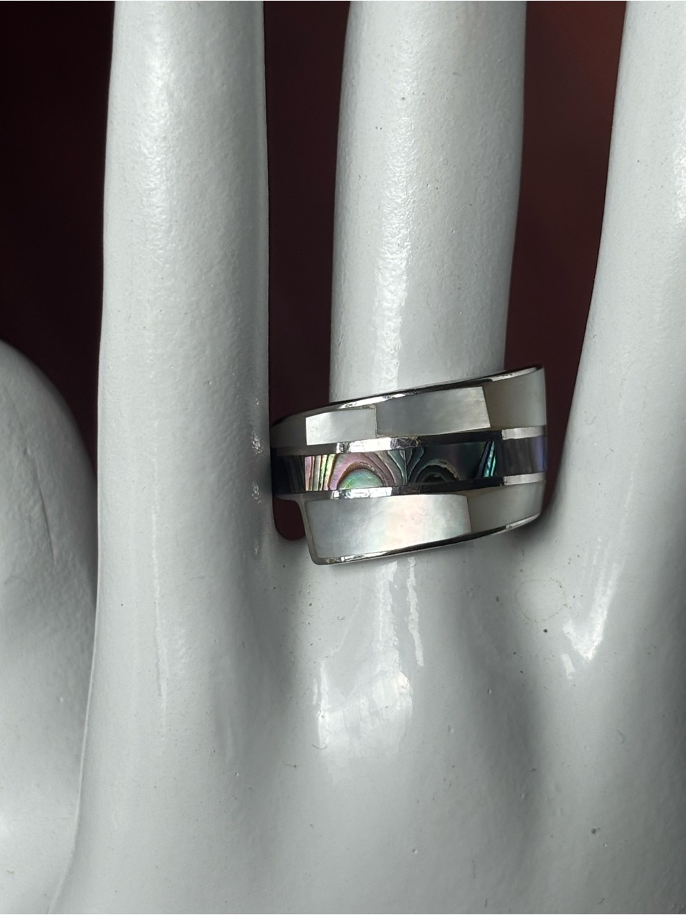 Thailand 925 abalone mother of pearl band ring , size 6, women’s jewelry